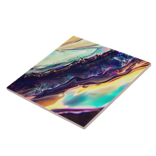 Veelkleurige wervelende strepen van stollingsgeste tegeltje (Zijkant)