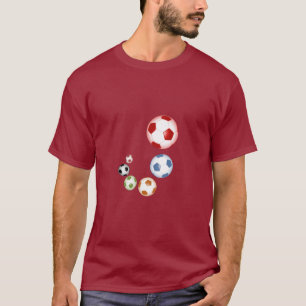 Veelkleurige wervelende Voetballen T-shirt
