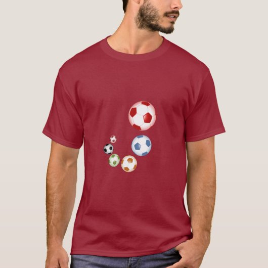 Veelkleurige wervelende Voetballen T-shirt (Voorkant)