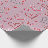  veelkleurige whimsical Hearts Drawing Cadeaupapier (Hoek)