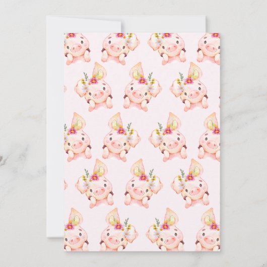 Veelkleurige Wildbloemen Little Piggy 1e Verjaarda Kaart (Achterkant)