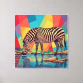 Veelkleurige Zebra Art Vibrant en Surreal Design Canvas Afdruk (Voorkant)