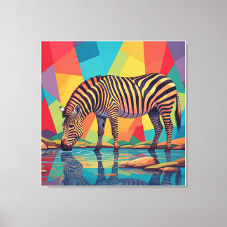 Veelkleurige Zebra Art Vibrant en Surreal Design Canvas Afdruk