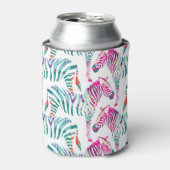 Veelkleurige Zebra: Mode Oerwoud Print. Blikjeskoeler (Blikje Voorkant)