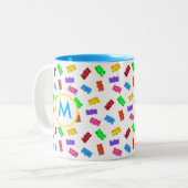 Veelkleurige zoete Beren & Monogram Tweekleurige Koffiemok (Voorkant links)