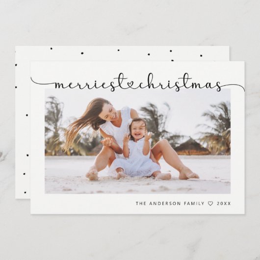 Veelste kerstfoto Modern Elegant Script Feestdagenkaart (Voorkant / Achterkant)