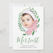 Veelste kerstfoto van Floral Wreatfoto met kerstmi Feestdagenkaart (Voorkant)