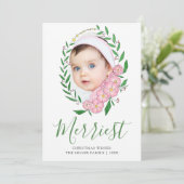 Veelste kerstfoto van Floral Wreatfoto met kerstmi Feestdagenkaart (Staand voorkant)