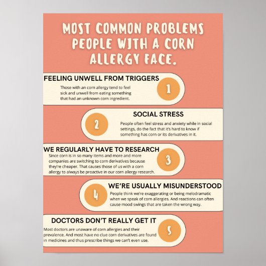 Veelvoorkomende Problemen Van Een Maïsallergie Poster (Voorkant)