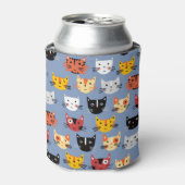 Veelvoudig bloemenpatroon blauw blikjeskoeler (Blikje Voorkant)