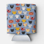 Veelvoudig bloemenpatroon blauw blikjeskoeler (Achterkant)