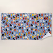 Veelvoudig bloemenpatroon blauw strandlaken (Voorkant)