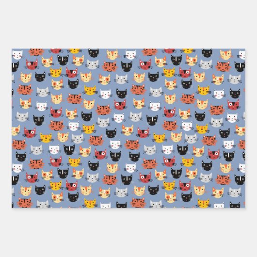 Veelvoudig kattenstaartroep blauw inpakpapier vel (Voorkant 3)