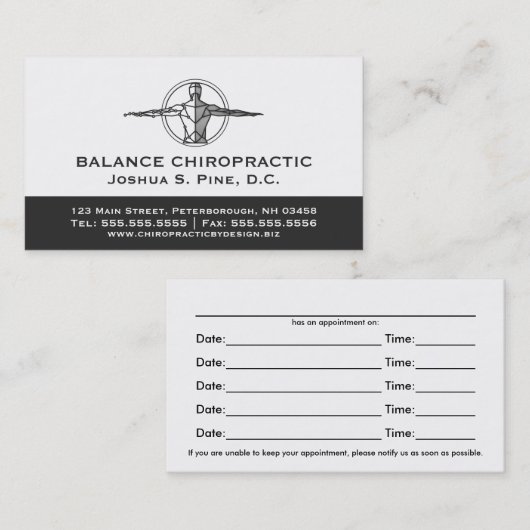 Veelvoudige aanstelling van de professionele Chiro Visitekaartje (Voorkant / Achterkant)