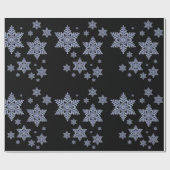Veelvoudige Afbeeldingen echte sneeuwvlok op zwart Cadeaupapier (Vlak)