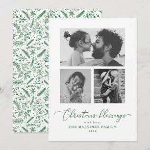 Veelvoudige foto met kerstzegeningen feestdagenkaart