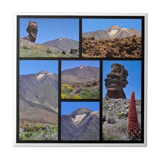 Veelvoudige foto's van Mount Teide bij Tenerife Tegeltje (Voorkant)