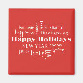 Veelvoudige Groetings Holiday Red Magneet (Voorkant)