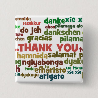 Veelvoudige manieren om Dank u in Vele Talen te ze Vierkante Button 5,1 Cm