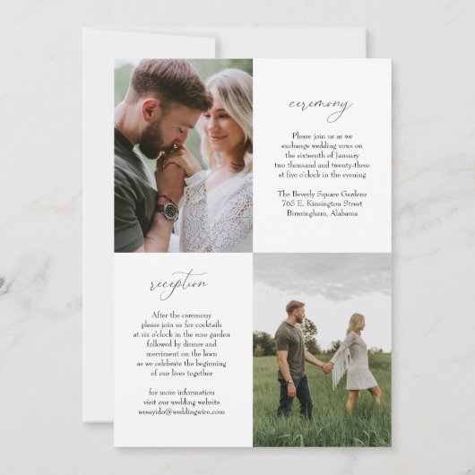 Veelvoudige uitnodiging voor het bruiloft van de F (Achterkant)