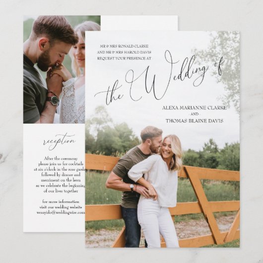 Veelvoudige uitnodiging voor het bruiloft van de F (Voorkant / Achterkant)