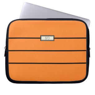 Veelzijdig stijlvol monogram modern Sinaasappel Laptop Sleeve