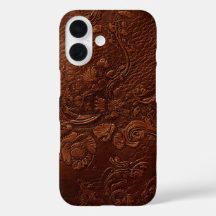 Veelzijdige bruine leren look reis iPhone 16 hoesje
