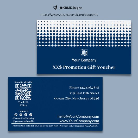 Veelzijdige Business Promo Blue Gift Voucher Kaart