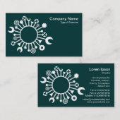 Veelzijdige cirkel - wit op donker mos groen visitekaartje (Voorkant / Achterkant)