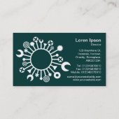 Veelzijdige cirkel - wit op donker mos groen visitekaartje (Achterkant)