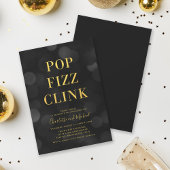 Veelzijdige Dark Bokeh Gold Pop Fizz Clink Party Kaart