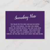 Veelzijdige, eenvoudige, dagelijkse bruiloft het d informatiekaartje (Achterkant)