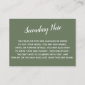 Veelzijdige, eenvoudige, dagelijkse Olive Olive Gr Informatiekaartje (Achterkant)