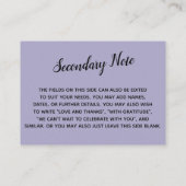 Veelzijdige, eenvoudige, dusty Paars Informatiekaartje (Achterkant)