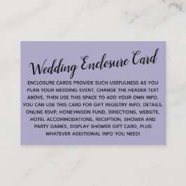 Veelzijdige, eenvoudige, dusty Paars Informatiekaartje