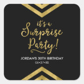 Veelzijdige Faux Gold Chevron Het is een verrassen Vierkante Sticker (Voorkant)