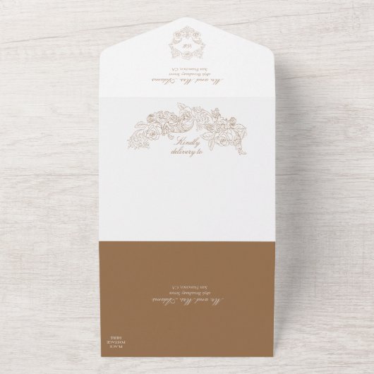 Veelzijdige klassieke gouden bruiloft all in one uitnodiging (Buitenkant)