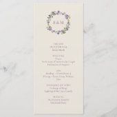 Veelzijdige Klassieke Script Floral Wreath Wedding Programmakaart (Voorkant)