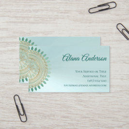 Veelzijdige Mint Green en Gold Mandala Visitekaartje