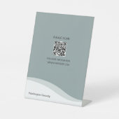 Veelzijdige QR code Desk Top Sign Light Blauwgroen Reclamebord Met Voetstuk (Voorkant)