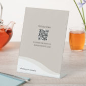 Veelzijdige QR-code Desk Top Sign tan Reclamebord Met Voetstuk (Insitu)