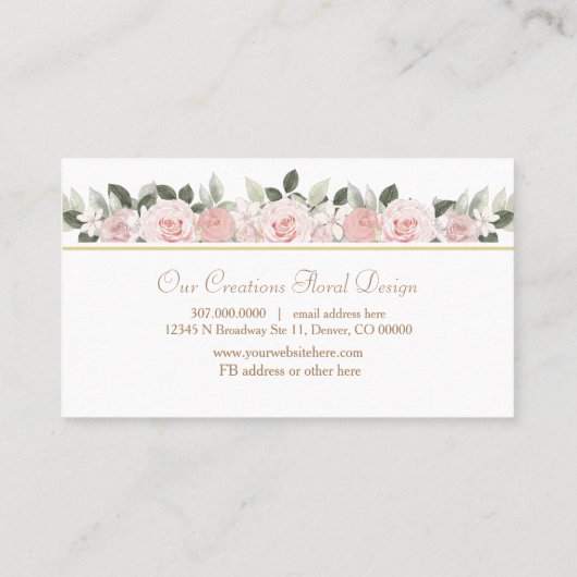 Veelzijdige Roze Rozen Bloemen Rand Visitekaartje (Achterkant)