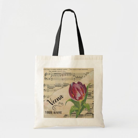 Veena Tulip  — Datablad Music Gepersonaliseerd Tote Bag (Voorkant)