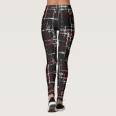 veenbes en wit op zwarte abstracte crisscross leggings (Achterkant)