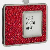 Veenbessen feestelijk rood verzilverd omlijst ornament (Rechts)