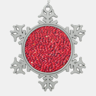 Veenbessen Festief Rood Tin Sneeuwvlok Ornament