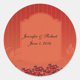 Veenbessen op Oranje streep Ronde Sticker
