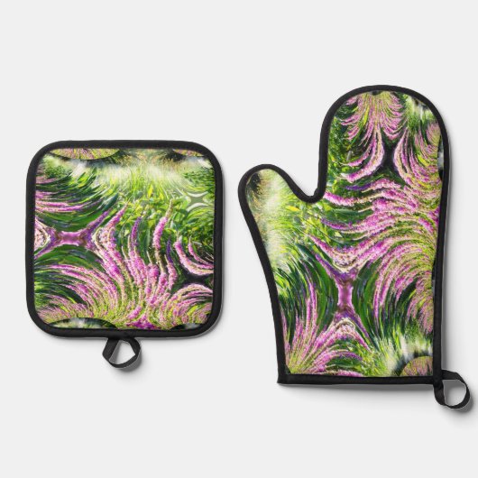 veenlandschap fractaal ovenwant & pannenlap set (Voorkant)