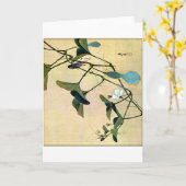 Veenmol op een Kunst ukiyo-E van de Houtsnede van Kaart (Gele Bloem)