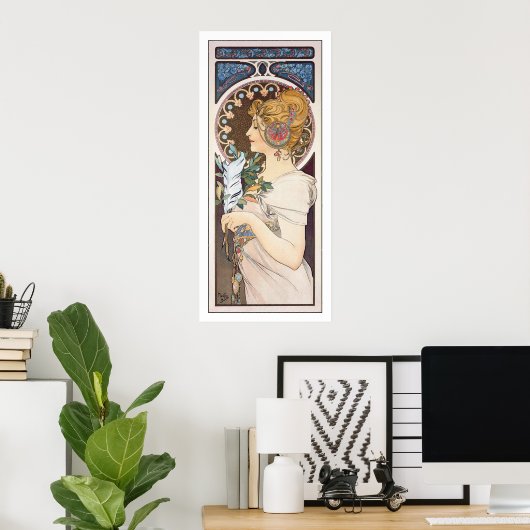 Veer - Alphonse Mucha -  Art Nouveau Poster (Thuiskantoor)